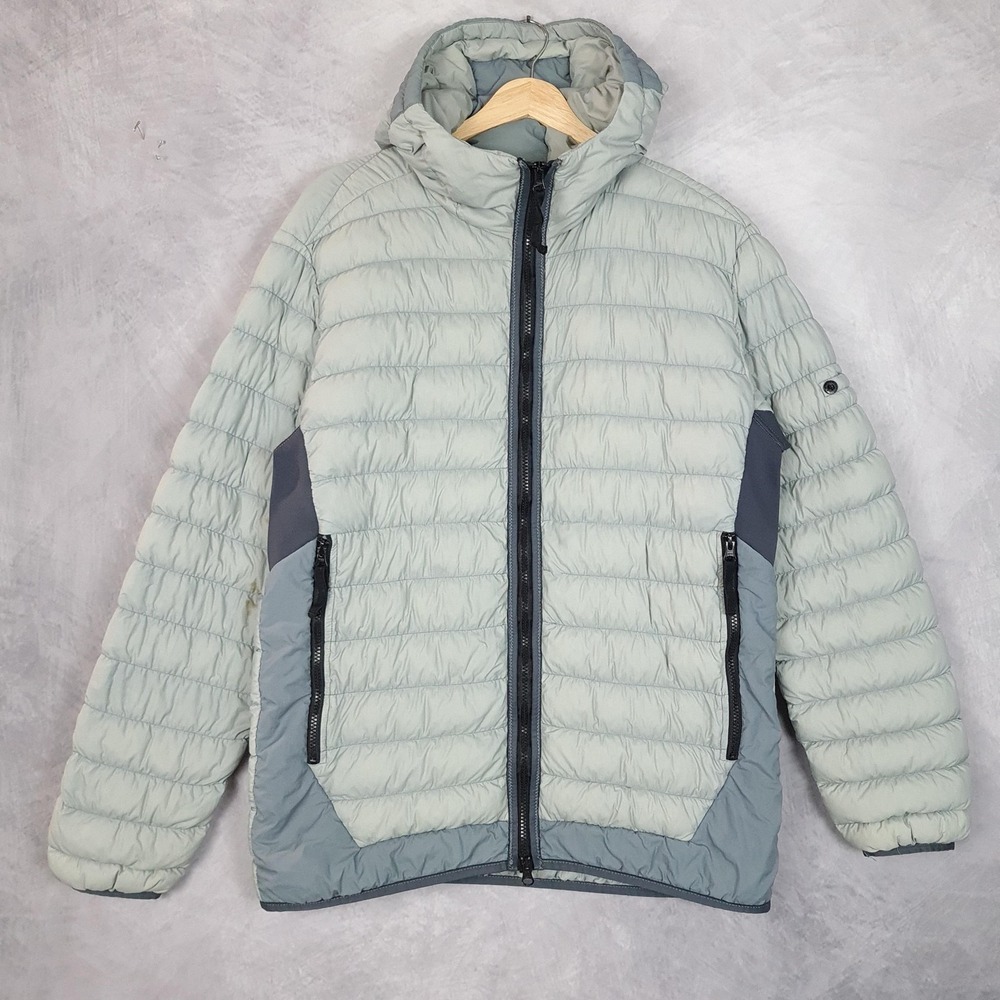 Stone Island Jacket Mens 2XL Gray Garment Dyed Micro Yarn Down Hooded Puffer